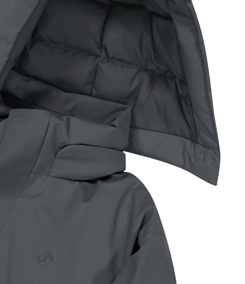 Detachable Muffler Down Jacket / Charcoal
