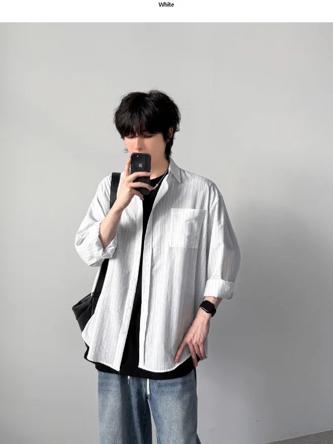 YOURNUS（ユアナス）の「Newlan Stripe Over Shirt （Tops）」