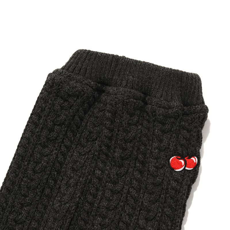 CHERRY CABLE KNIT LEG WARMERS [BLACK]