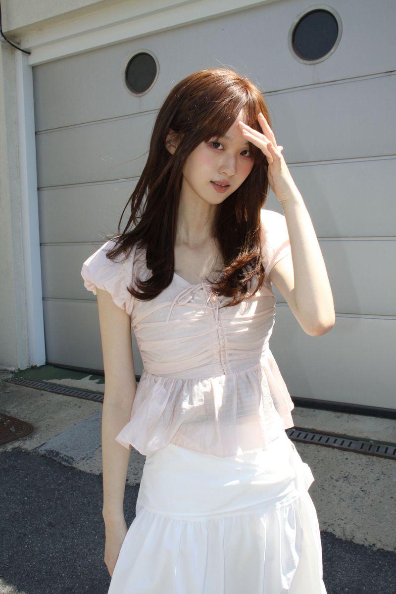 RIBBON PUFF SHIRRING BLOUSE (2COLOR)