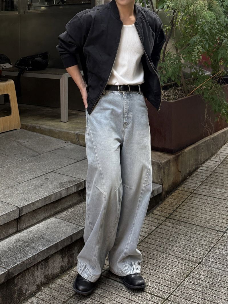 Dying washing cut varsity jacket