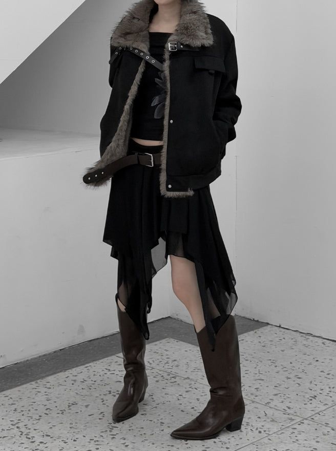 Recho Adjust Fur Suede Jacket