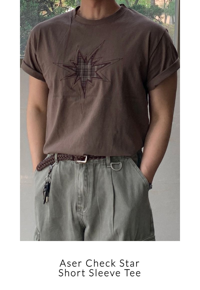 Mensfloor(メンズフロア)の「Aser check star short sleeve t-shirt(Tops)」