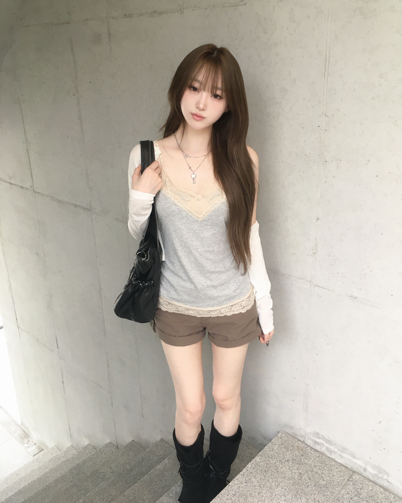 Cotton roll up shorts