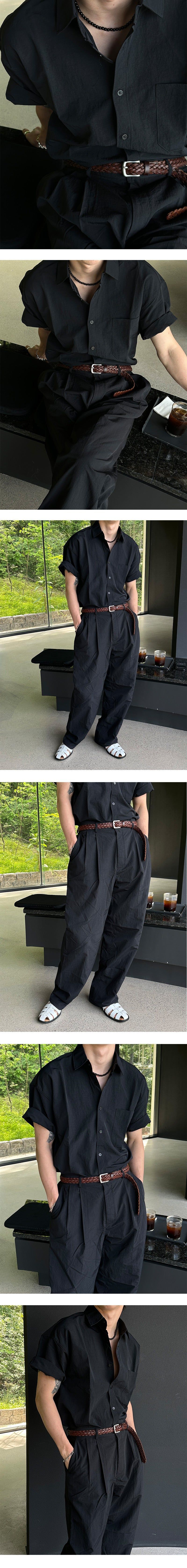 [SET UP Available] Nylon semi wide pants (4color)