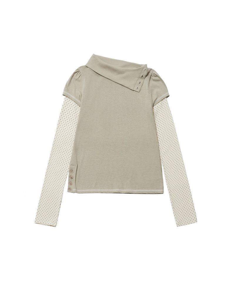 COWL NECK LAYERED LONG SLEEVE - OATMEAL
