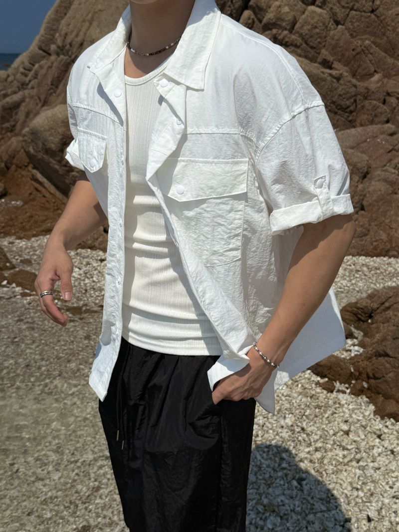 Nylon roll-up western shirt