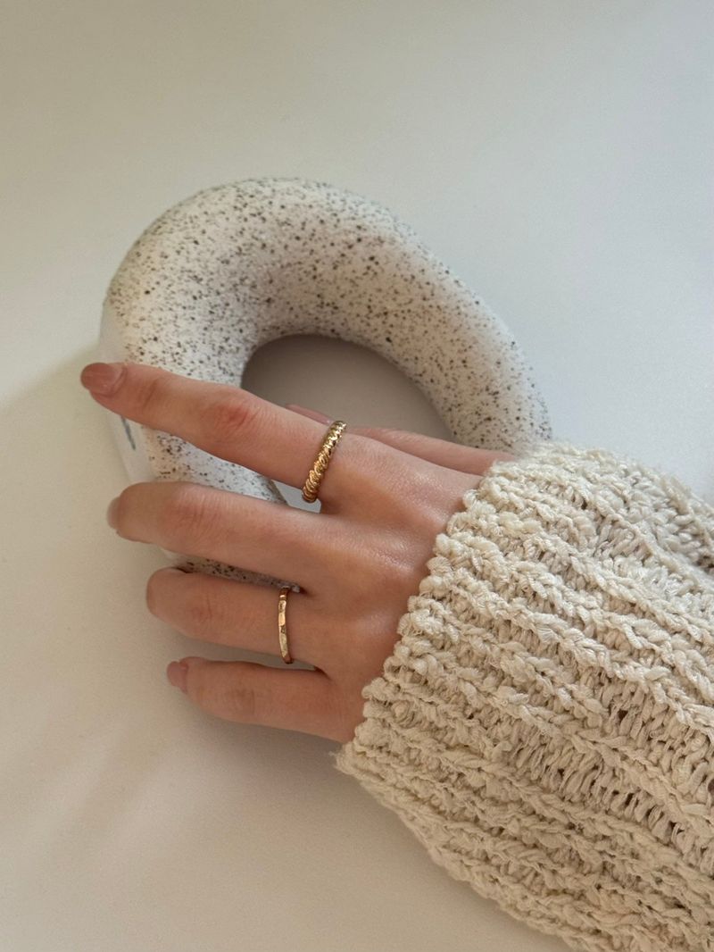 [4 set] bold chain ring set / 2 colors / daily simple mood silver ring