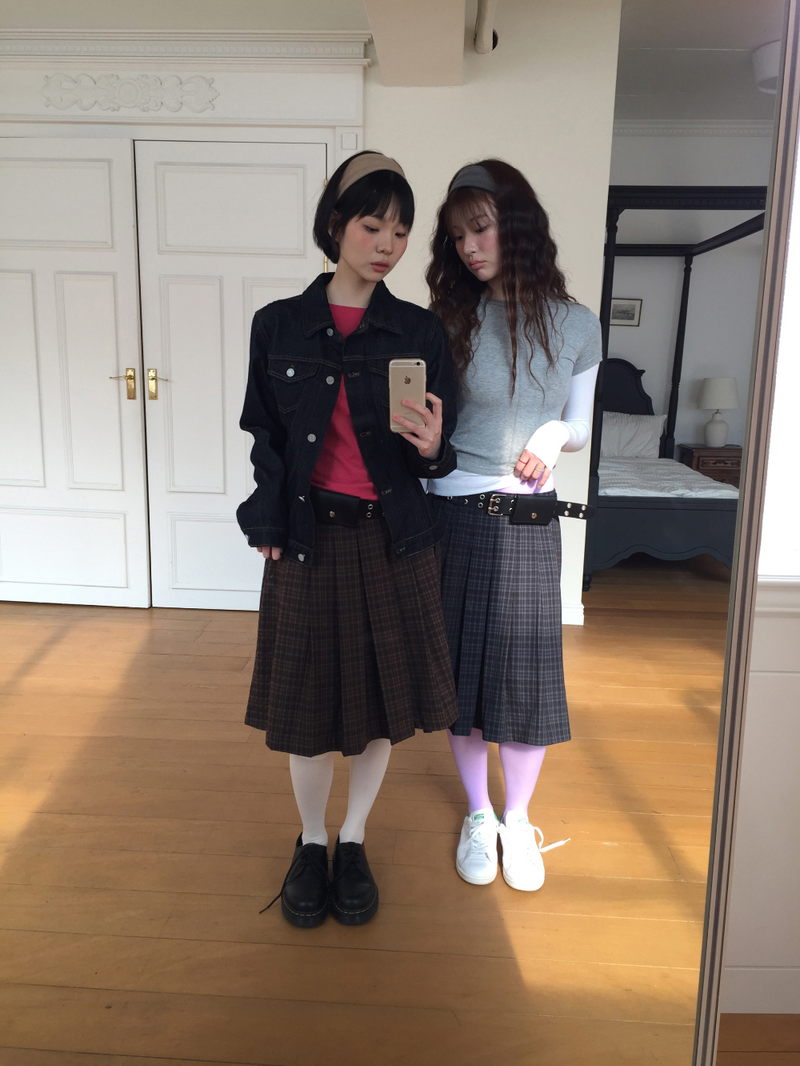 YWD PLAID PLEATS SKIRT (3color)