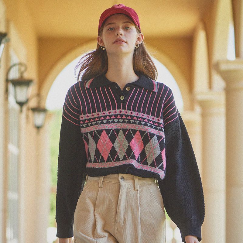 VITALSIGN(バイタルサイン)の「Argyle Knit Pullover (Black)(Tops)」