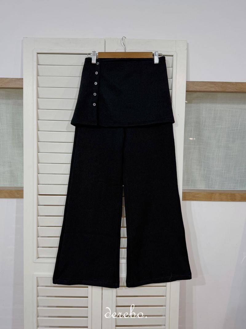 Layered skirt long knit pants
