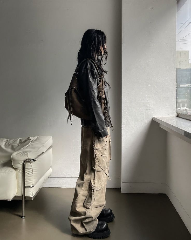 Camp Big Pocket Strap Washed Cargo Pants