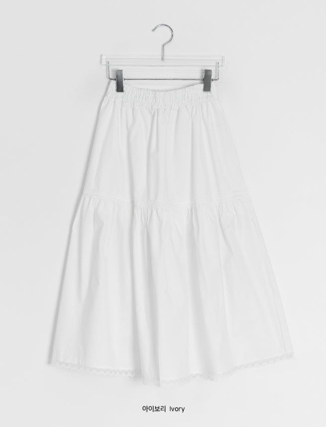 Mirato Lace Shirring Banding Long Skirt