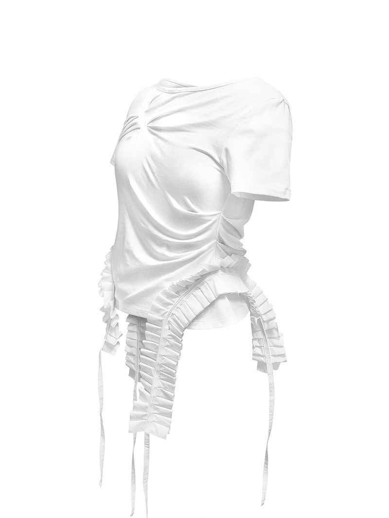  PLEATS RAIVE TOP . WHITE