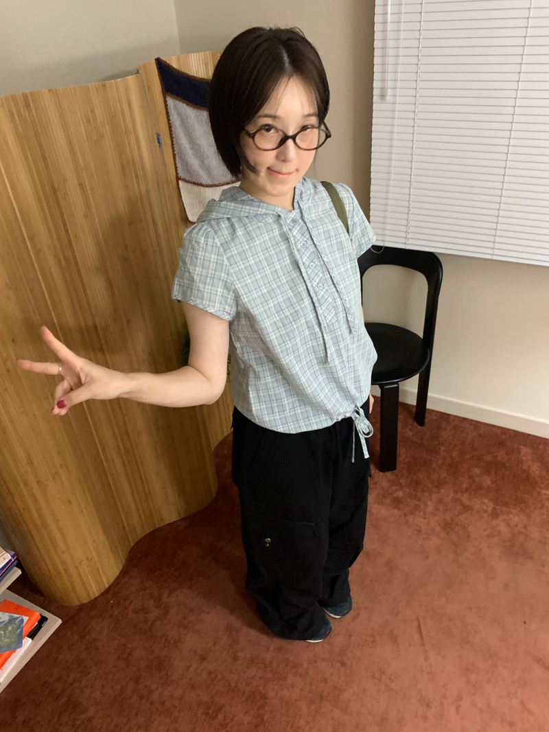 チェックフーディシャツ