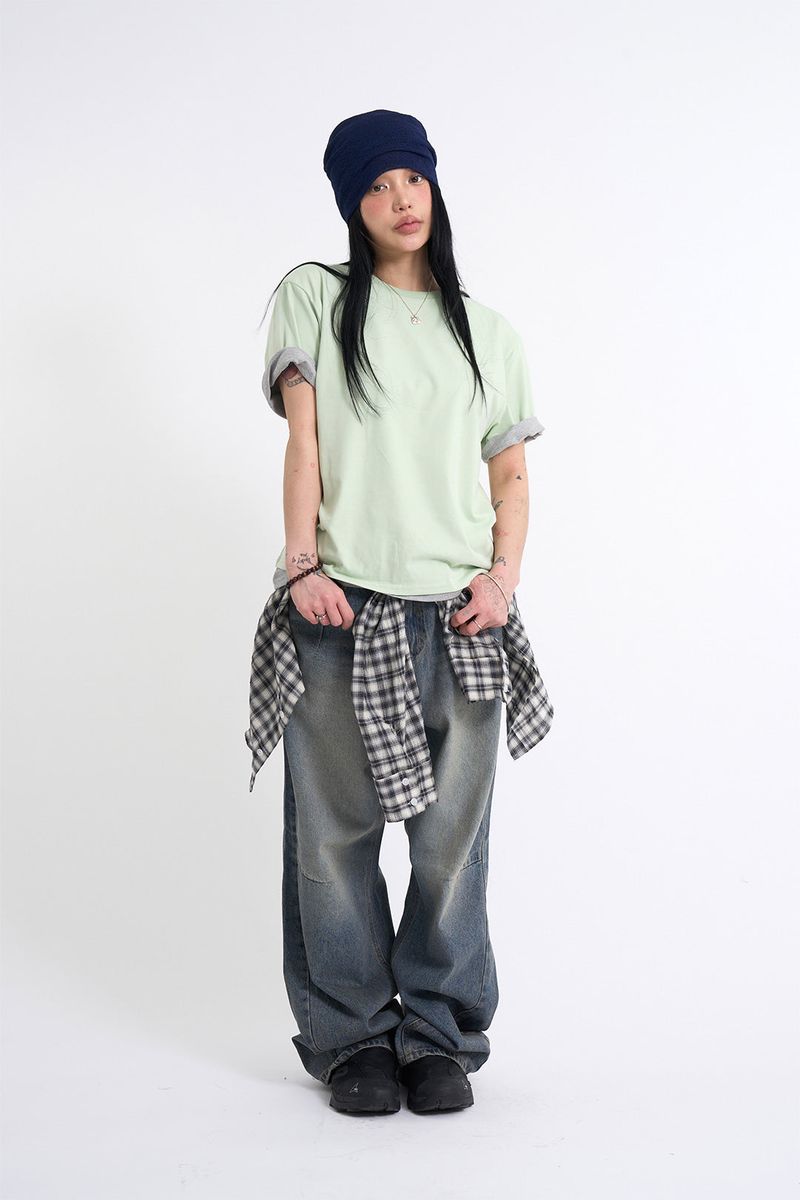 Regular fit cropped short-sleeve T-shirt