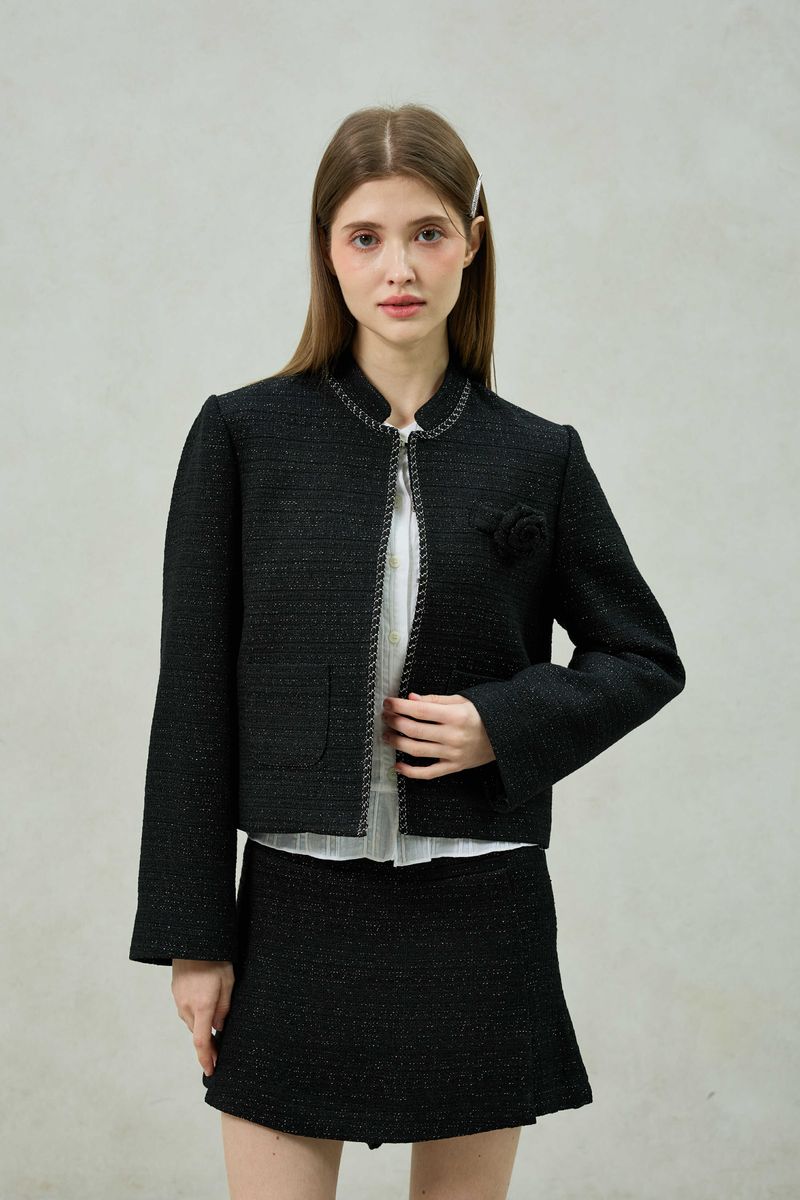 AGLOW TWEED JACKET / BLACK