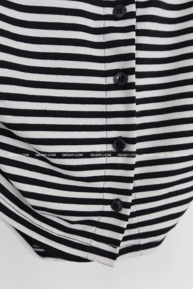 Stripe Layered Shirring Cardigan