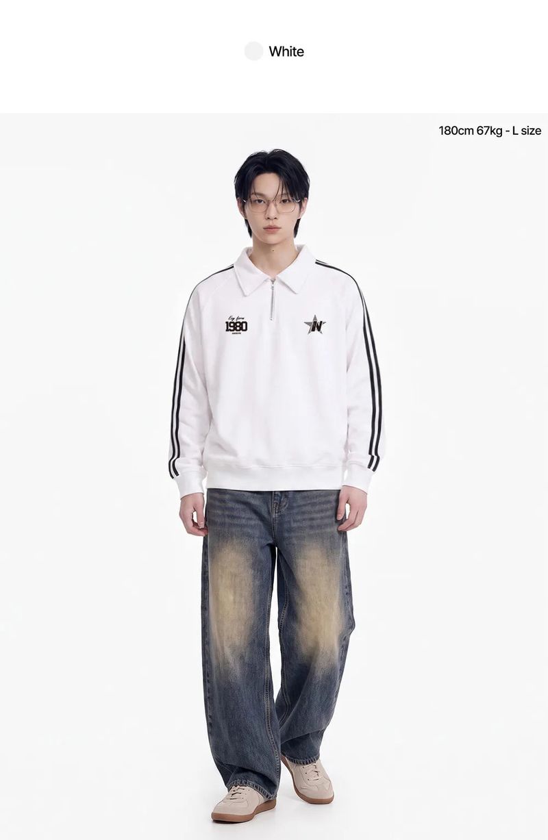 1980 star track collar half zip-up (2color)