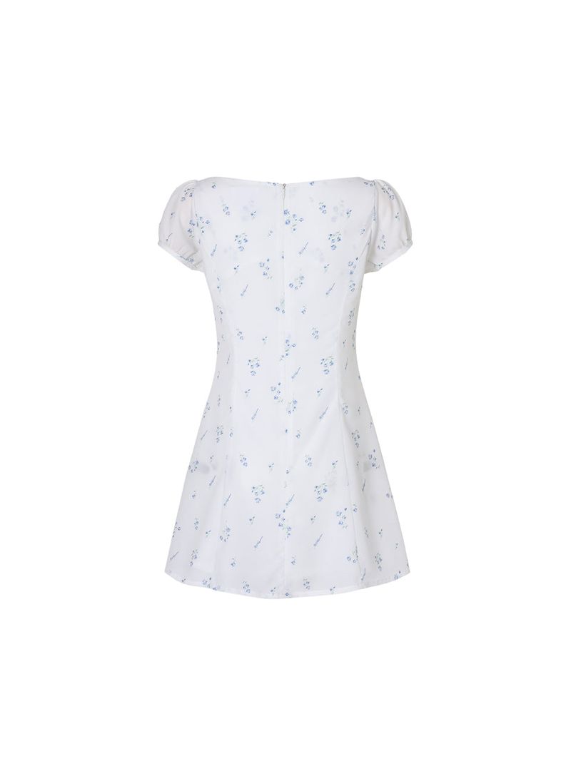 Ribbon flare dress (White)