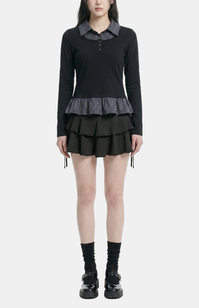 Nelis Check Layered Frill T-shirt