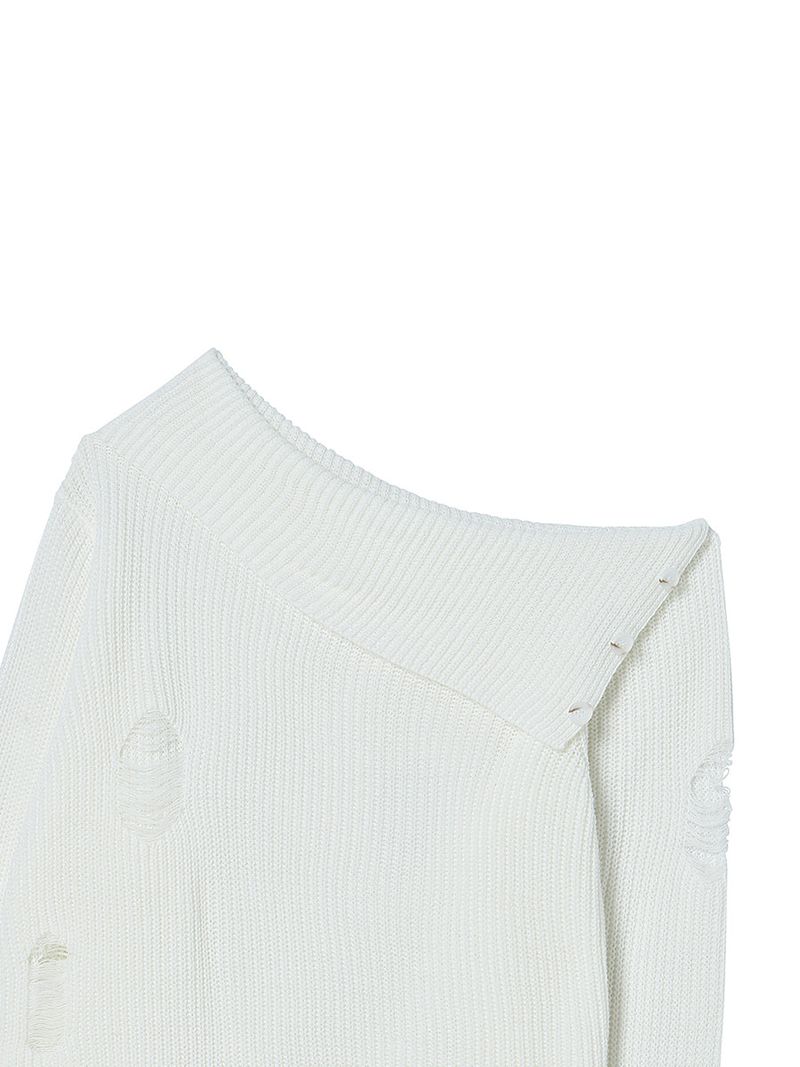 DAMAGE OFF SHOULDER KNIT WHITE