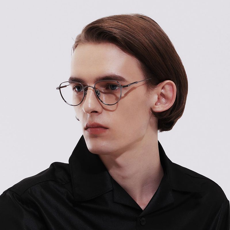 Knouun Round titanium glasses CODE. 102. F Gray