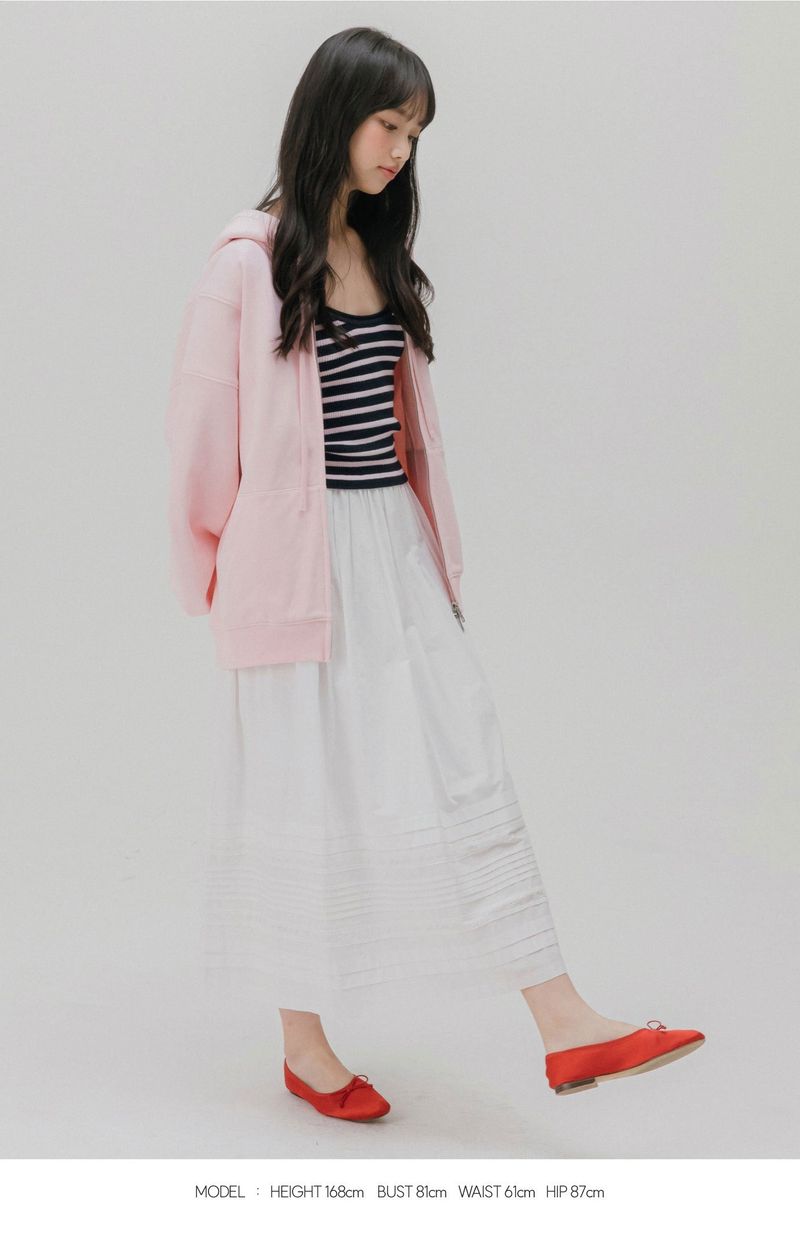 PINTUCK COTTON LONG SKIRT (WHITE)