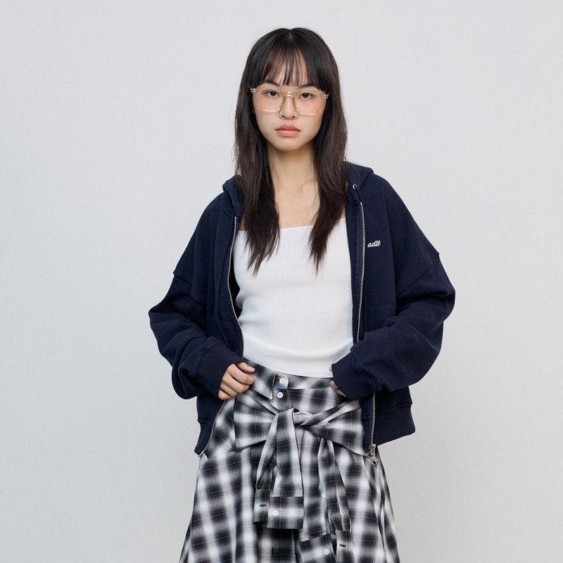 adit（アディット）の「2wayロゴフーディージップアップ_ネイビー（トップス）」