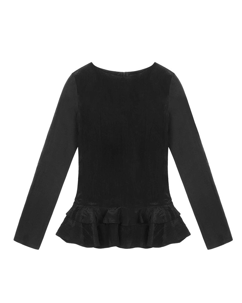 Glossy Frill Top _ BLACK