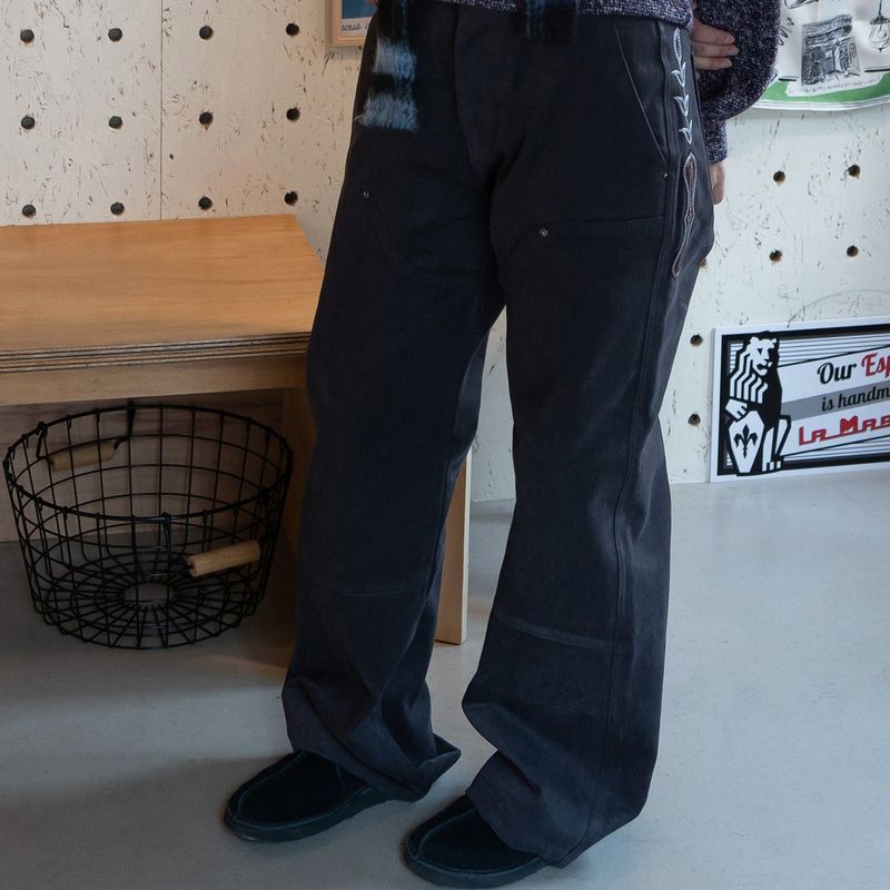 Western boots cut work pants / Charcoal