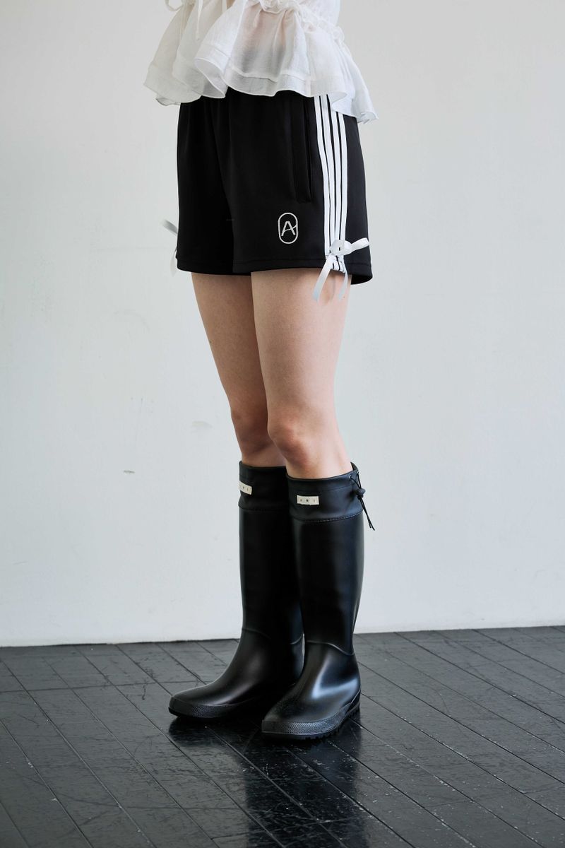 RIBBON JERSEY TRACK MICRO SHORTS / BLACK