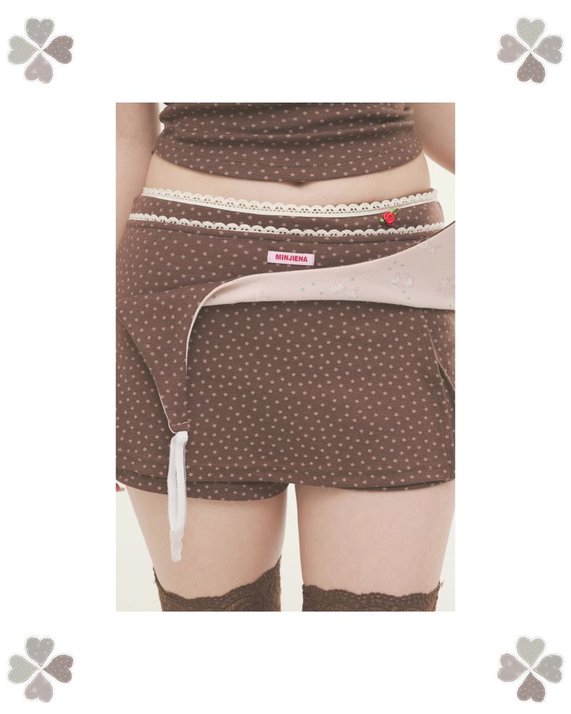 reversible garter belt star rabbit brown
