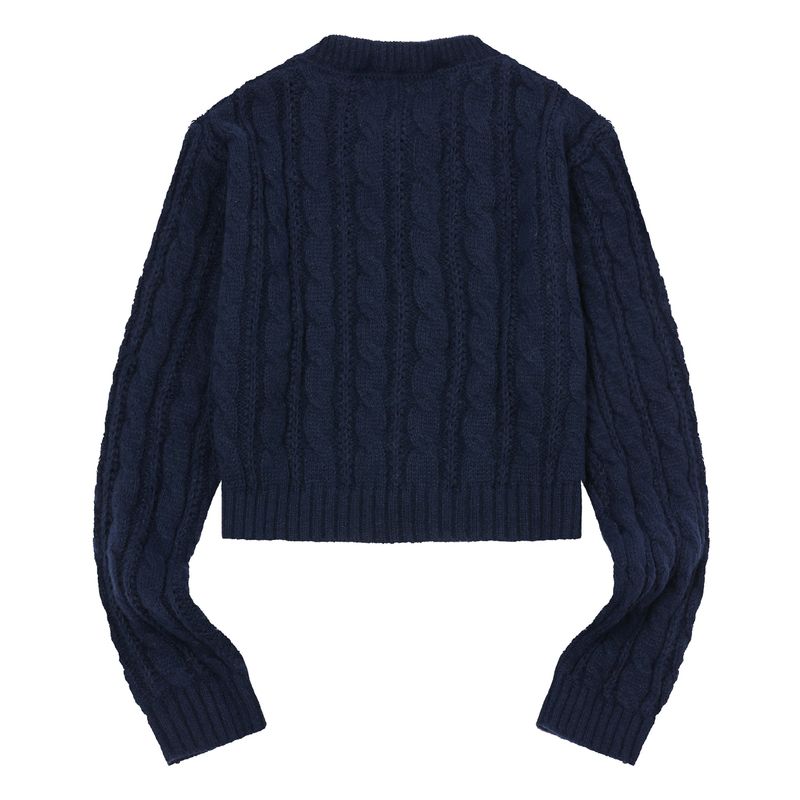 VESTER CROP R-NECK KNIT CARDIGAN (3COLOR)
