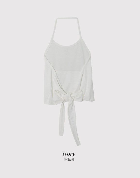 Halter Neck Ribbon Layered Sleeveless (3color)