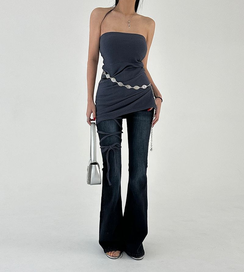 blue dark blue bootcut jeans
