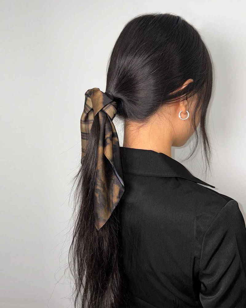Half&Half Plaid Mini Scarf 45 _ BEIGE