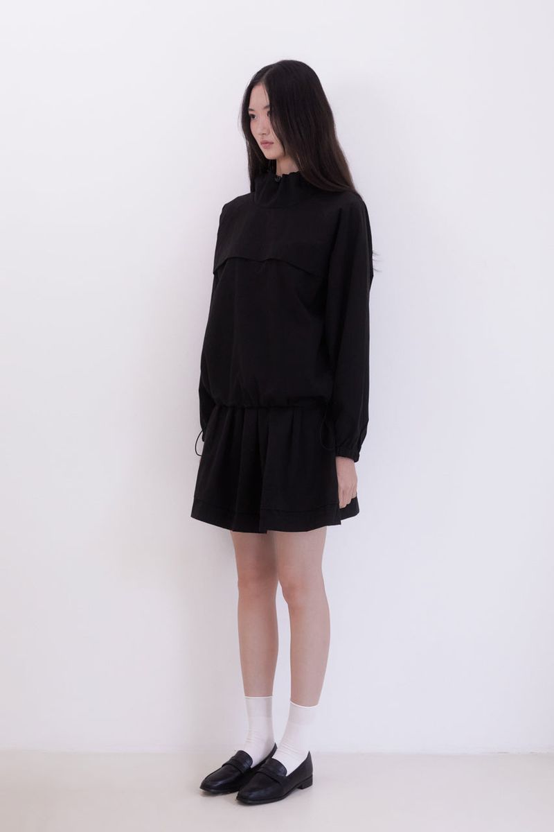 Pintuck shirring mini skirt (BLACK)