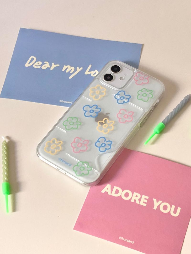 Soft flower card case _ Clear hard (iphone case)