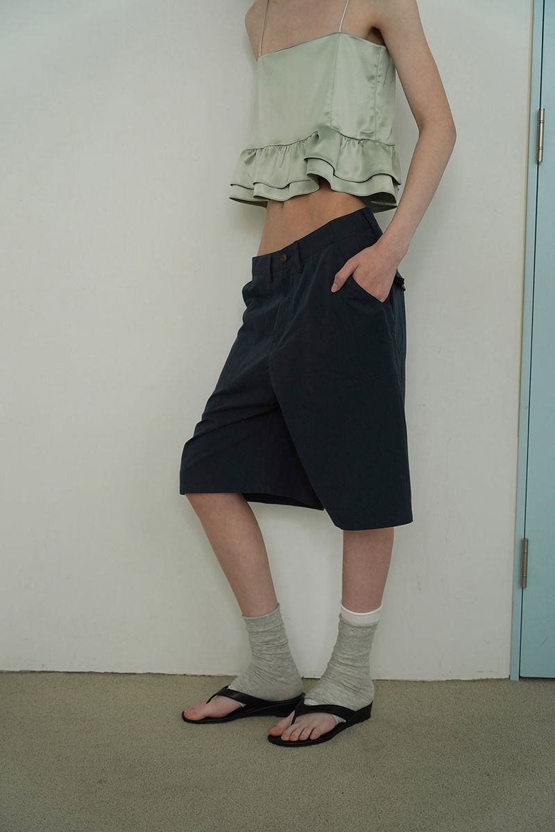 Bow bermuda pants_navy