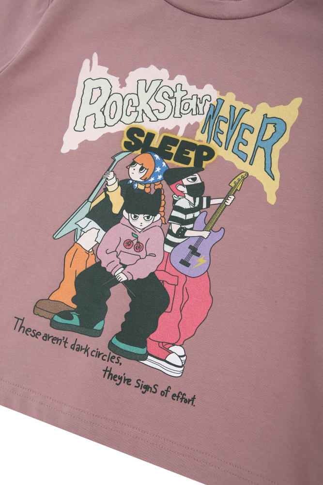Dust pink rock band crop t-shirts
