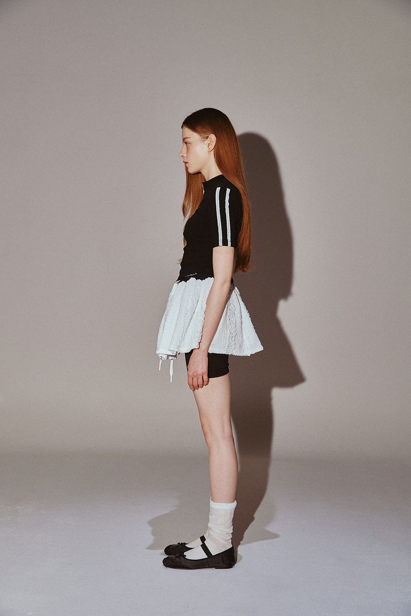 Frill Mini Shirring Skirt White