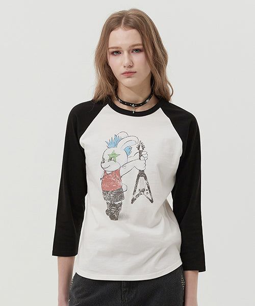 KIRSH（キルシー）の「ROCKTTY BUNNY RAGLAN T-SHIRT [WHITE]（Tops）」