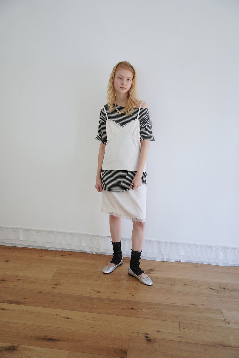 Satin midi skirt_ivory