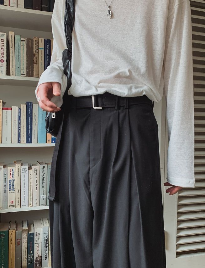 ロイドピンタックマキシワイドベルトスラックス