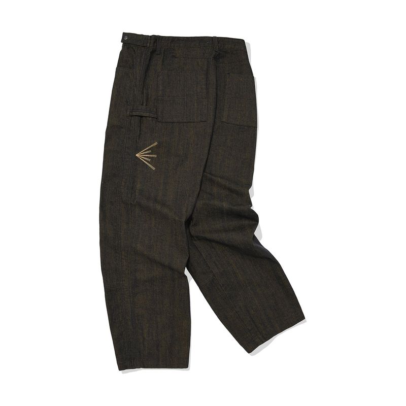 Indian double knee denim pants / Yellow black