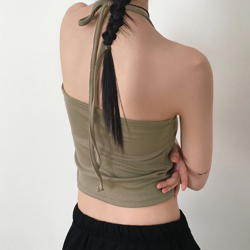 WONDER WONDER(ワンダーワンダー)の「Tucky ribbon strap halter tank top sleeveless(Tops)」