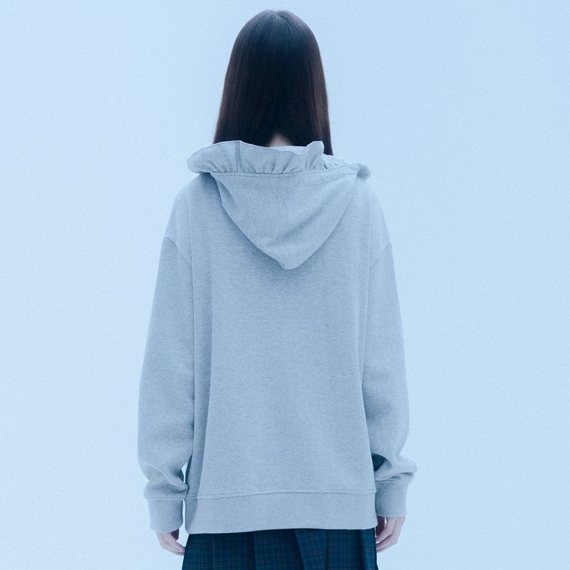 0 7 bunny ruffle hood - GREY