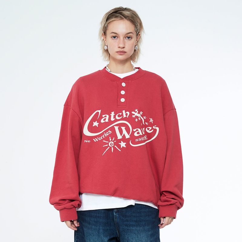 Catch Waves Henly Neck Sweatshirts Pink
