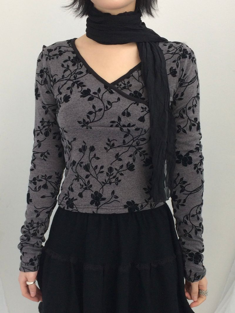 Floral cross-neck top
